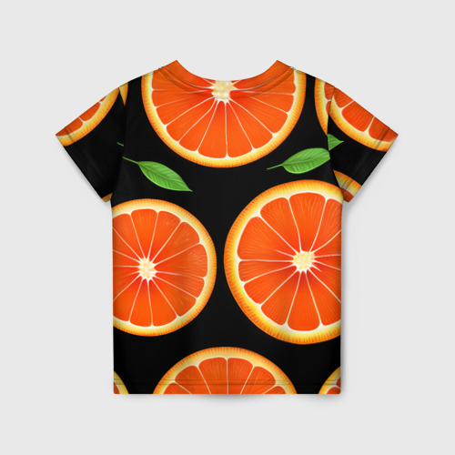 Детская футболка 3D с принтом Апельсины в разрезе, вид сзади #1