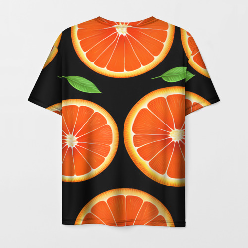 Мужская футболка 3D с принтом Апельсины в разрезе, вид сзади #1