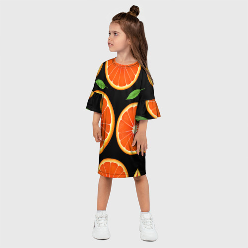 Детское платье 3D с принтом Апельсины в разрезе, фото на моделе #1