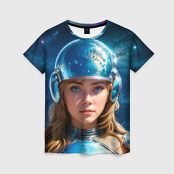 Женская футболка 3D Девушка космодесантница в шлеме