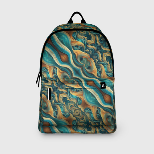 Рюкзак 3D с принтом Голубые и оранжевые переливы, вид сбоку #3