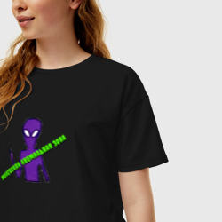 Женская футболка хлопок Oversize Молёбский Треугольник Инопланетянин - фото 2