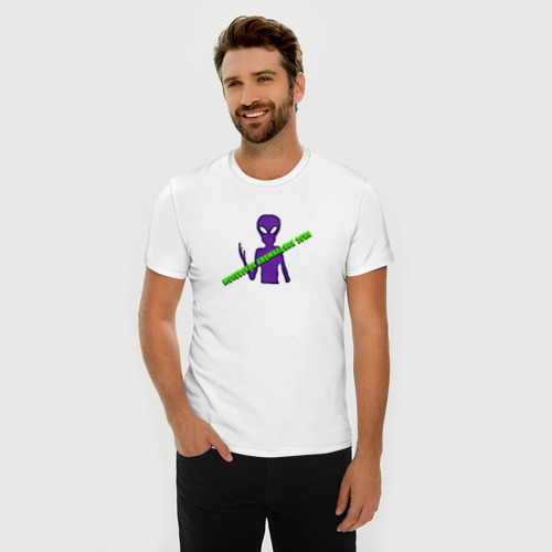 Мужская футболка хлопок Slim Молёбский Треугольник Инопланетянин, цвет белый - фото 3