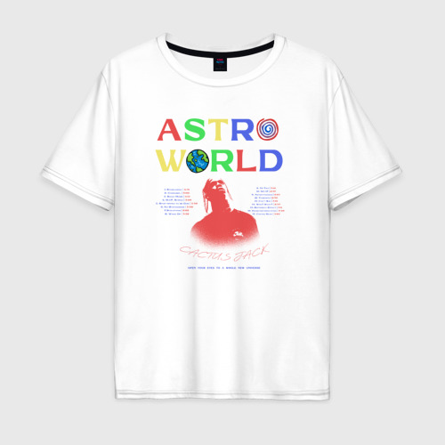 Мужская футболка оверсайз из хлопка с принтом Travis Scott astroworld, вид спереди №1