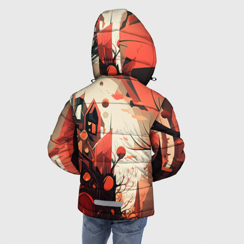 Зимняя куртка для мальчиков 3D с принтом Красный город, вид сзади #2