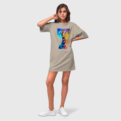 Платье-футболка хлопок Маленький жирафёнок - Африка - акварель - фото 2