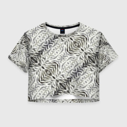 Женская футболка Crop-top 3D Черно-белые складки