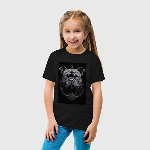 Детская футболка хлопок Морда бульдога, цвет черный - фото 5