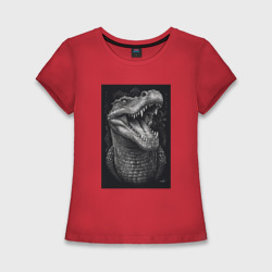 Женская футболка хлопок Slim Крокодил Острые зубы