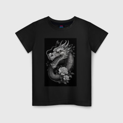 Детская футболка хлопок Дракон и розы