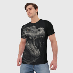Мужская футболка 3D Крокодил стиль тату - фото 2