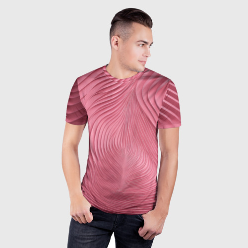 Мужская футболка 3D Slim с принтом Фантазия в малиновом, фото на моделе #1