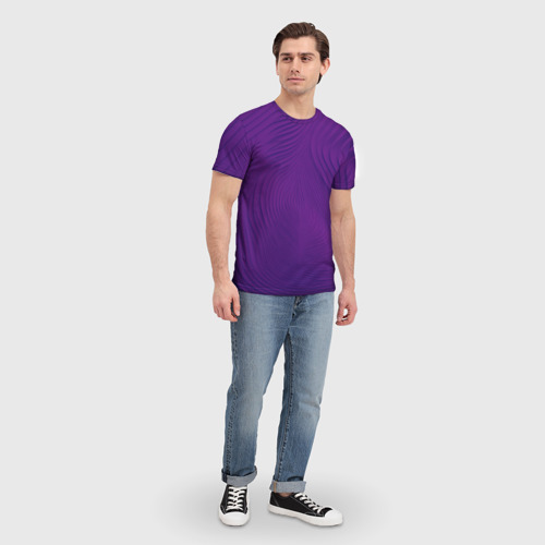 Мужская футболка 3D с принтом Фантазия в фиолетовом, вид сбоку #3
