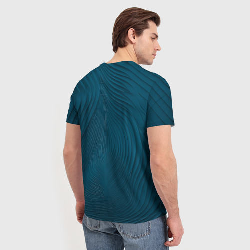 Мужская футболка 3D с принтом Фантазия в синем, вид сзади #2