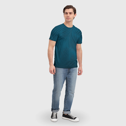 Мужская футболка 3D с принтом Фантазия в синем, вид сбоку #3