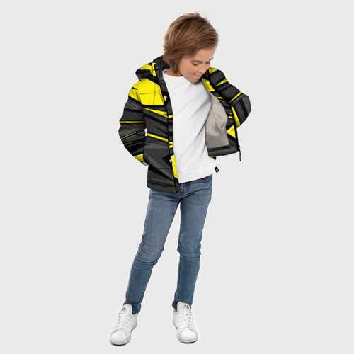 Зимняя куртка для мальчиков 3D с принтом Renault - желтый, вид сбоку #3