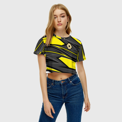 Женская футболка Crop-top 3D Renault - желтый, цвет 3D печать - фото 3