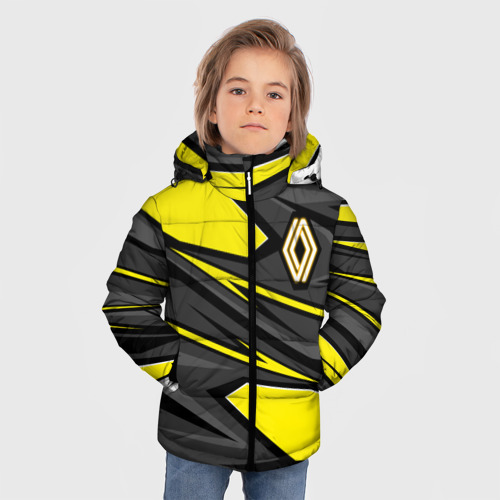 Зимняя куртка для мальчиков 3D с принтом Renault - желтый, фото на моделе #1