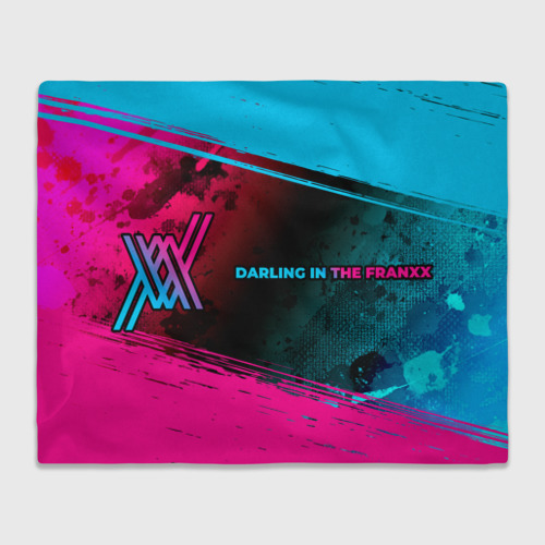 Плед с принтом Darling in the Franxx - neon gradient: надпись и символ, вид спереди №1