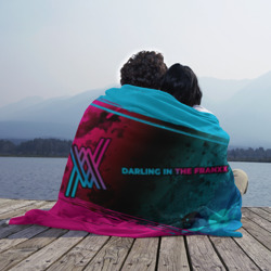 Плед с принтом Darling in the Franxx - neon gradient: надпись и символ для любого человека, вид спереди №3. Цвет основы: 3d (велсофт)