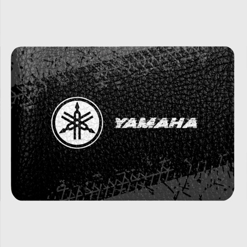 Картхолдер с принтом Yamaha Speed на темном фоне со следами шин: надпись и символ - фото 4