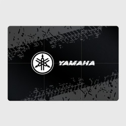 Магнитный плакат 3Х2 Yamaha Speed на темном фоне со следами шин: надпись и символ