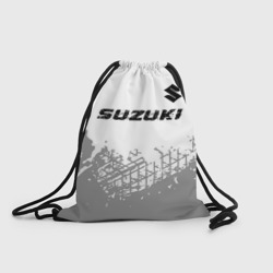 Рюкзак-мешок 3D Suzuki Speed на светлом фоне со следами шин: символ сверху
