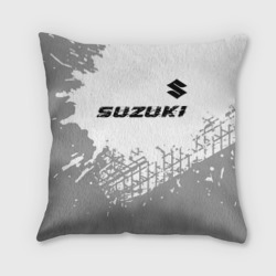 Подушка 3D Suzuki Speed на светлом фоне со следами шин: символ сверху