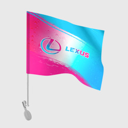 Флаг для автомобиля Lexus neon gradient style: надпись и символ