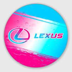 Круглый коврик для мышки Lexus neon gradient style: надпись и символ