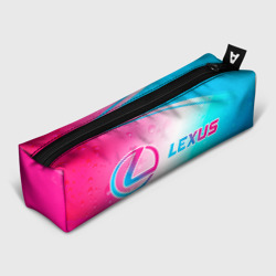 Пенал школьный 3D Lexus neon gradient style: надпись и символ