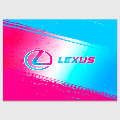 Поздравительная открытка Lexus neon gradient style: надпись и символ, цвет белый