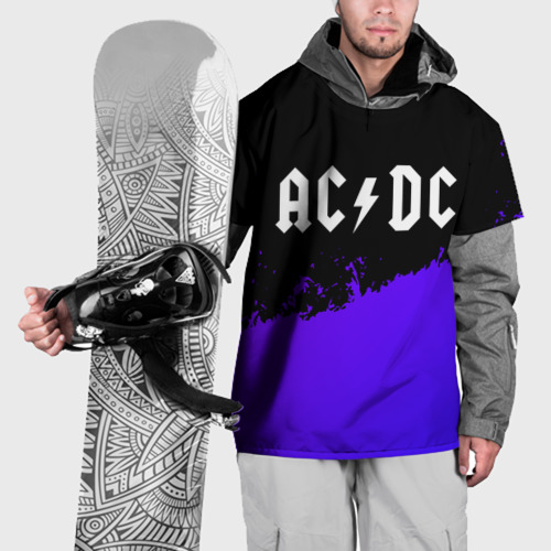 Накидка на куртку 3D AC DC purple grunge, цвет 3D печать