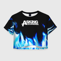 Женская футболка Crop-top 3D Asking Alexandria blue fire