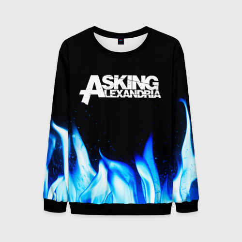 Мужской свитшот 3D Asking Alexandria blue fire, цвет черный