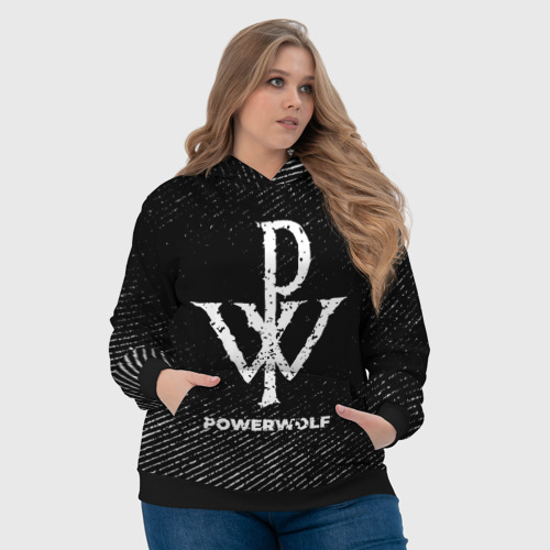 Женская толстовка 3D Powerwolf с потертостями на темном фоне, цвет 3D печать - фото 6