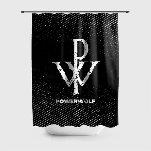 Штора 3D для ванной Powerwolf с потертостями на темном фоне