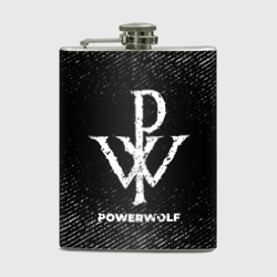 Фляга Powerwolf с потертостями на темном фоне