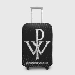 Чехол для чемодана 3D Powerwolf с потертостями на темном фоне