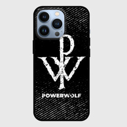 Чехол для iPhone 13 Pro Powerwolf с потертостями на темном фоне