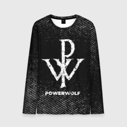 Мужской лонгслив 3D Powerwolf с потертостями на темном фоне