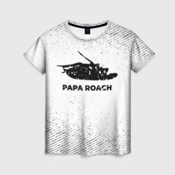 Женская футболка 3D Papa Roach с потертостями на светлом фоне