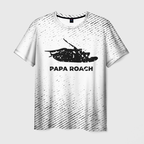 Мужская футболка 3D Papa Roach с потертостями на светлом фоне, цвет 3D печать