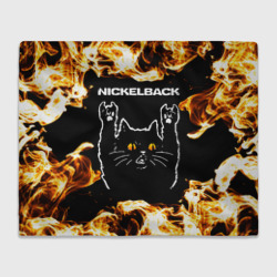 Плед 3D Nickelback рок кот и огонь