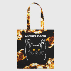 Шоппер 3D Nickelback рок кот и огонь