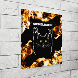 Холст квадратный Nickelback рок кот и огонь - фото 2