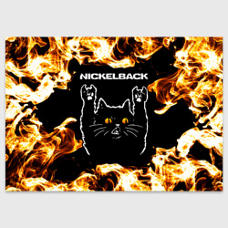 Поздравительная открытка Nickelback рок кот и огонь