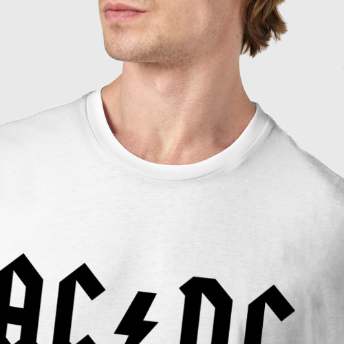 Мужская футболка хлопок с принтом AC DC - rock cat, фото #4