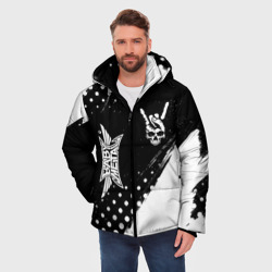 Мужская зимняя куртка 3D Babymetal и рок символ на темном фоне - фото 2