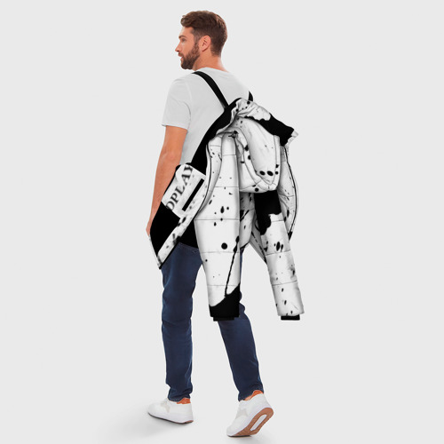 Мужская зимняя куртка 3D с принтом Coldplay и рок символ на светлом фоне, вид сзади #2